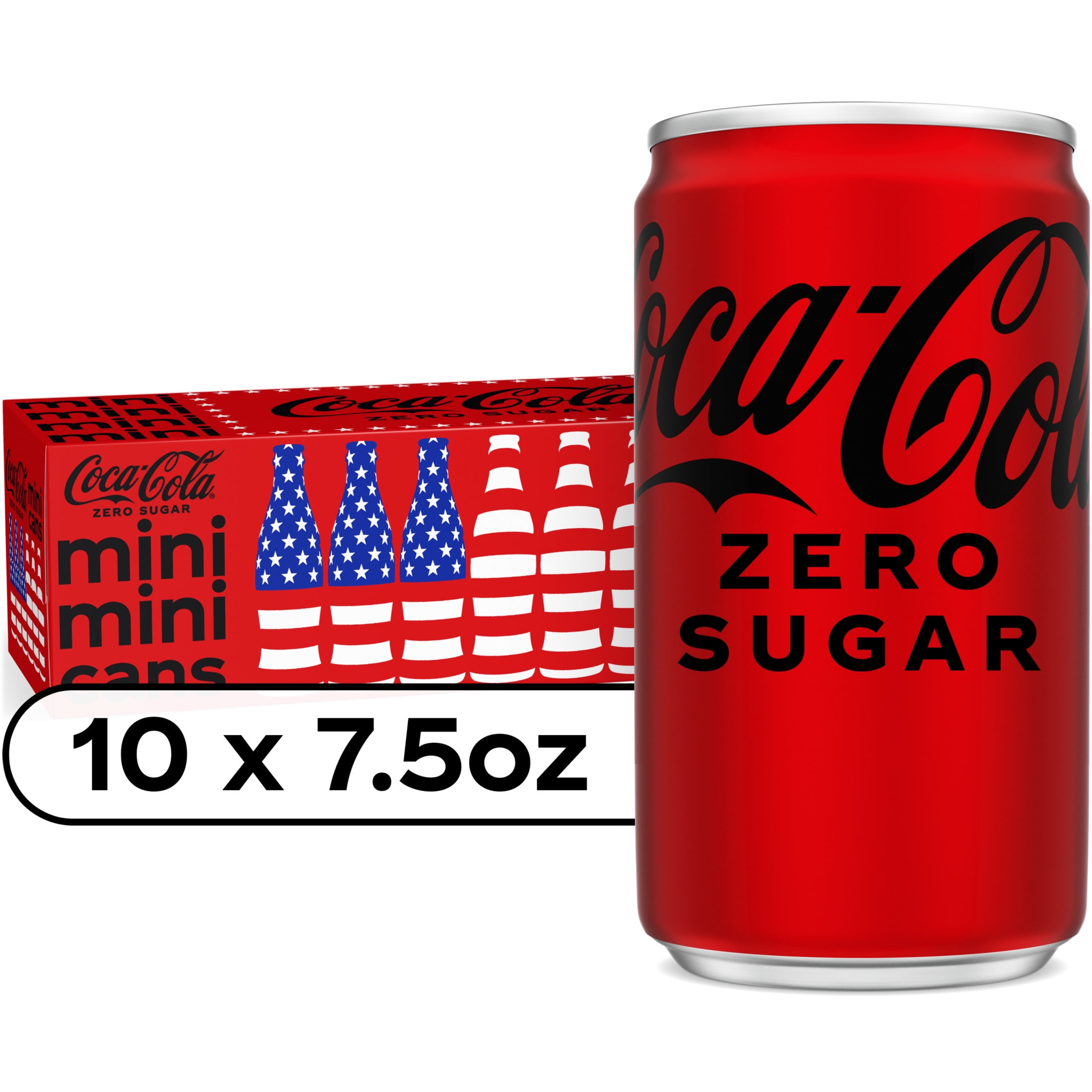 Coca-Cola Zero Sugar Sugar-Free Soda Fridge Pack, 7.5 fl oz Mini Cans, 10 Pack