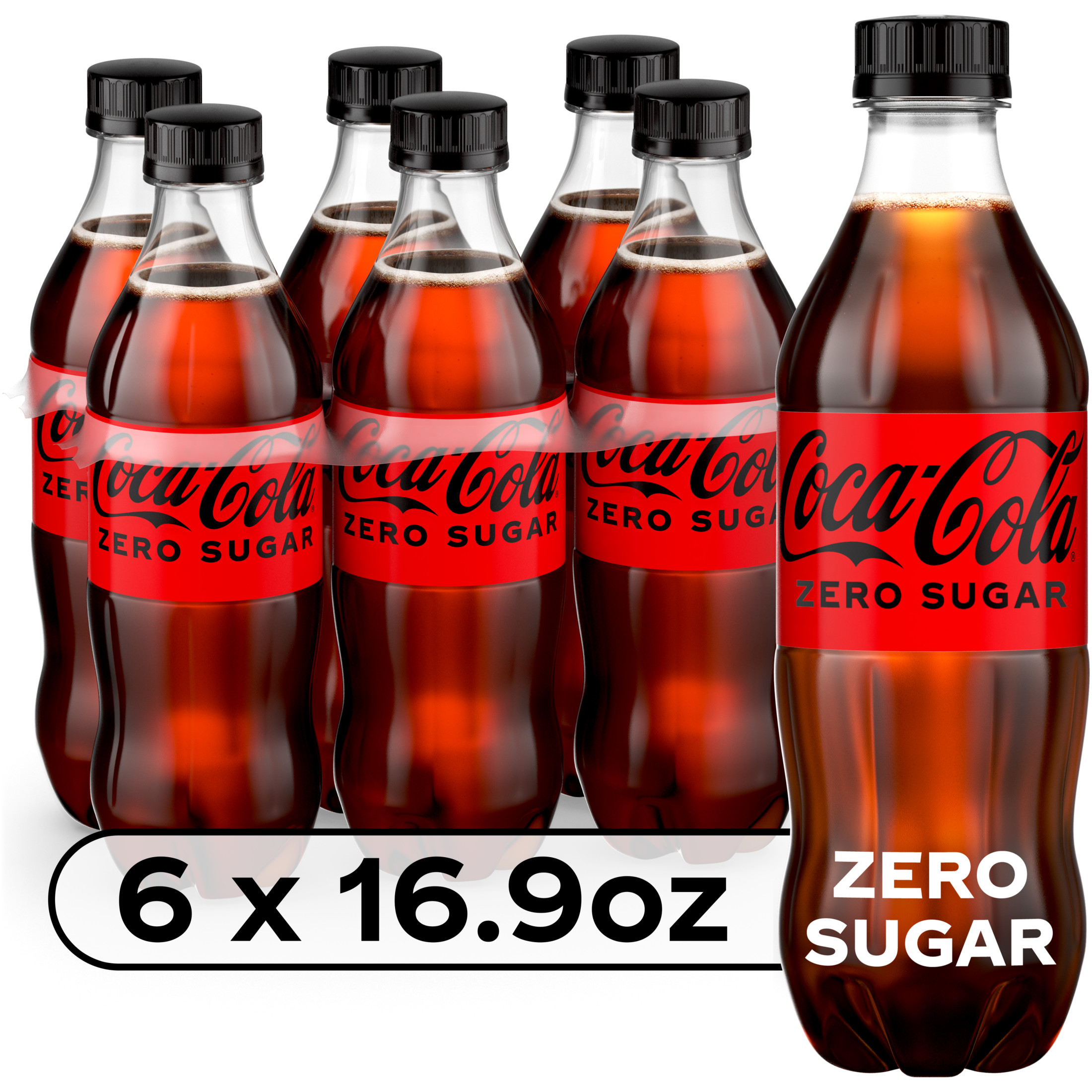 Coca-Cola Zero Sugar Sugar-Free Soda Pop, 16.9 fl oz Bottles, 6 Pack - image 1 of 8