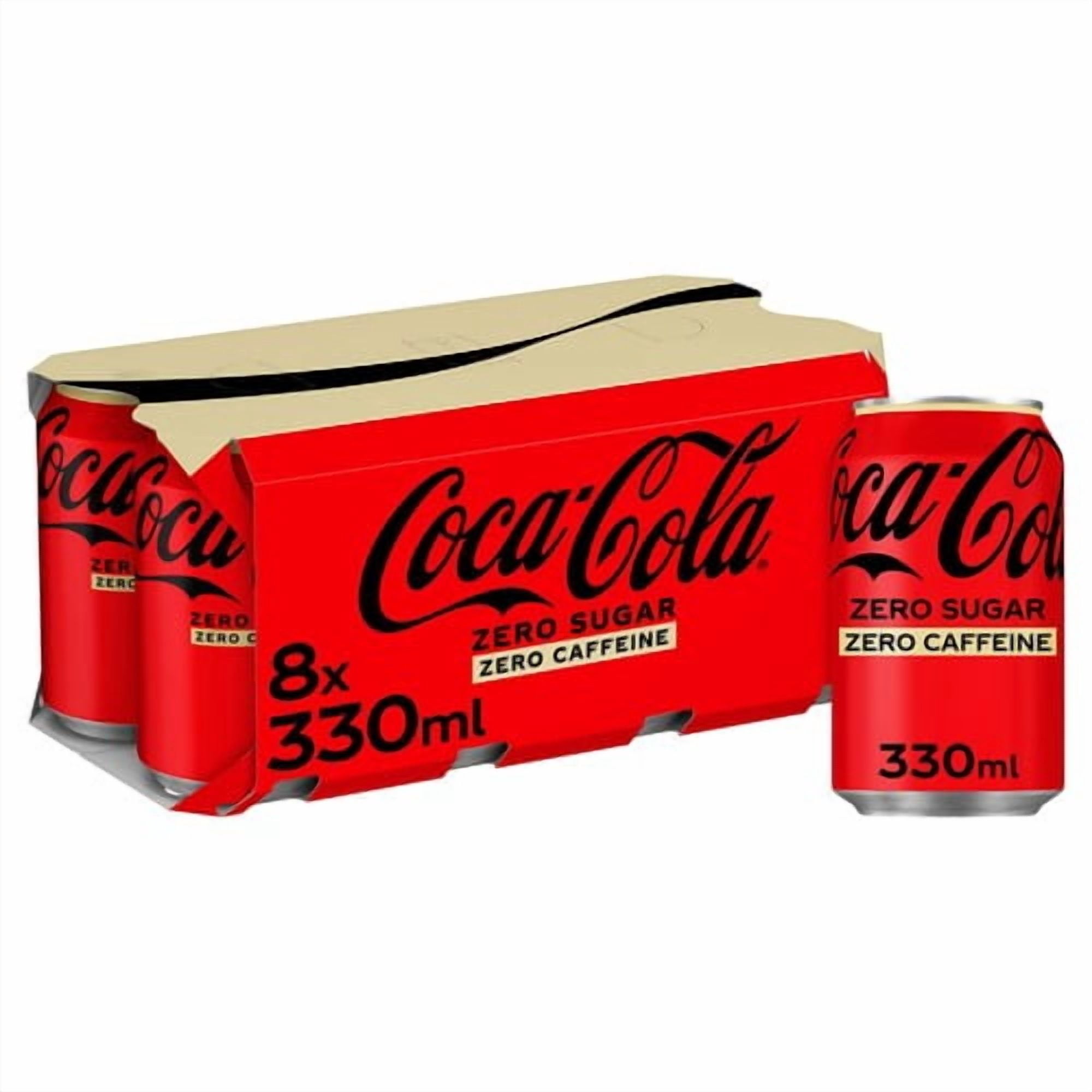 Coca-Cola Zero Sugar Zero Caffeine 8 x 330ml, British Import (Pack of 2)