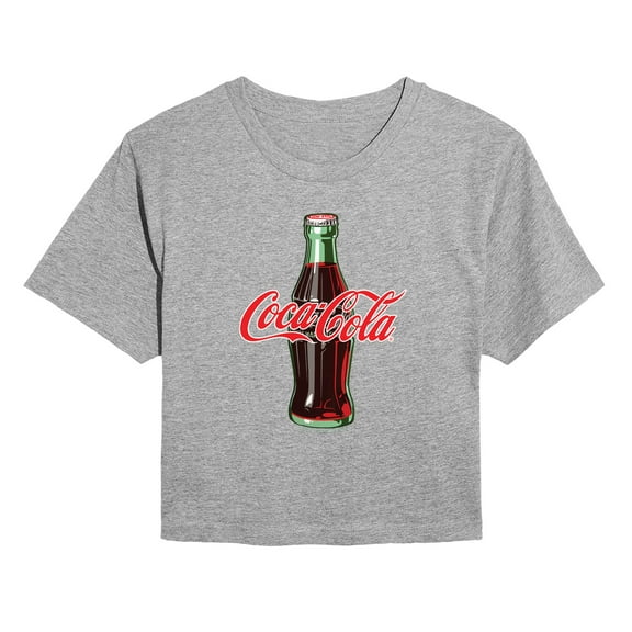 Coca-cola - Coke Bottle Logo - Juniors Cropped Graphic T-shirt