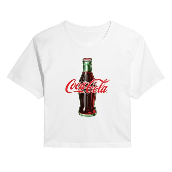 Coca-cola - Coke Bottle Logo - Juniors Cropped Graphic T-shirt