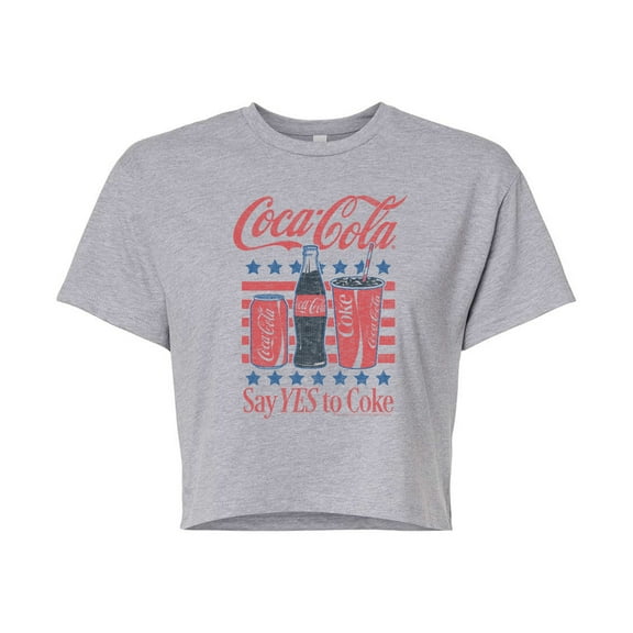 Coca-cola - Say Yes To Coke - Juniors Cropped Graphic T-shirt