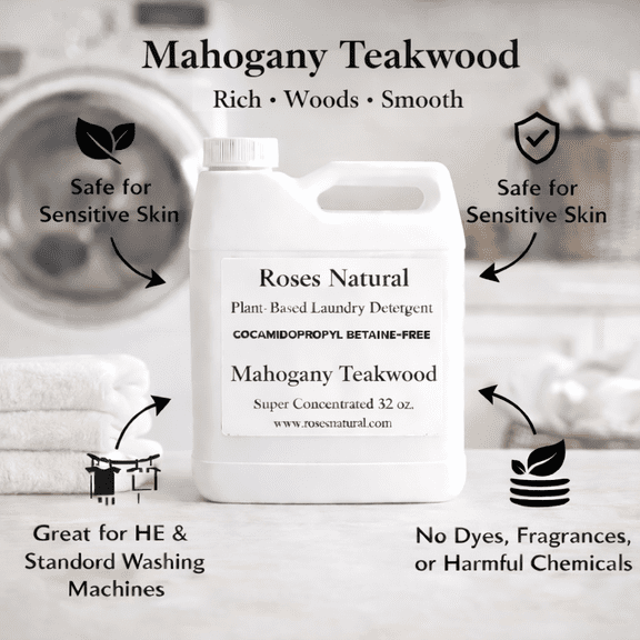 Cocamidopropyl Betaine-Free Plant-Based Laundry Detergent- Mahogany Teakwood