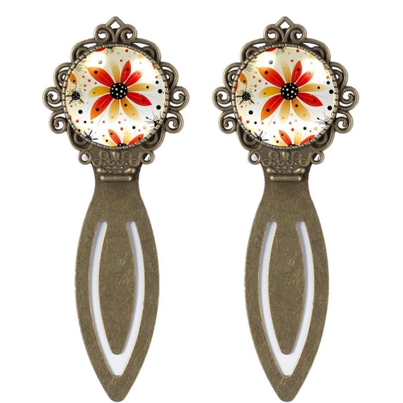 Coccinella septempunctata Vintage Copper-Colored Lace Bookmarks: Durable Stainless Steel Book Marks, Gifts for Book Lovers and Readers – Set of 2 Bookmarks