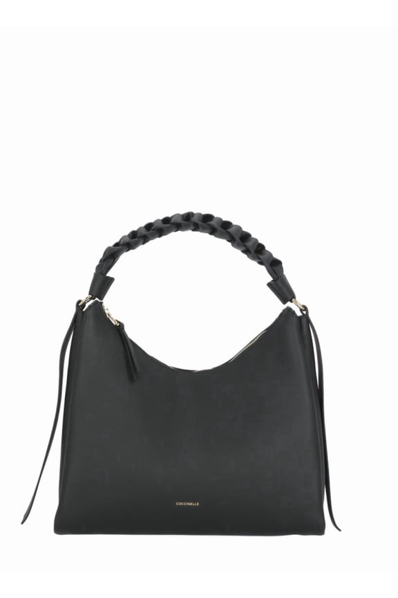 Women's Rectangular Hobo Bag In Grained Calfskin Leather Black