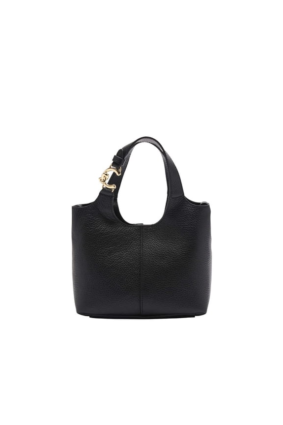 Women's Structured Handbag With Textured Leather And Dual Carrying Options Black