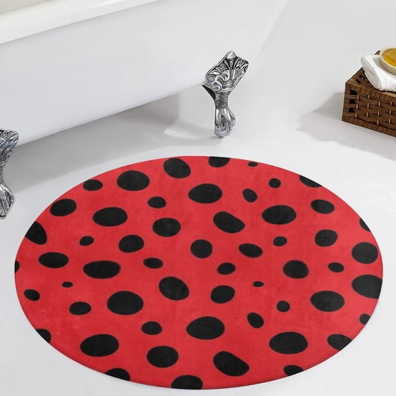 Coccinellidae Ladybirds Beetles Ladybugs Insects Pattern Round Carpet Circle Rug Outdoor Patio Area Rug Washable Large Area Rugs Hallway Room Decor Fitness Mats