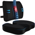 thumbnail image 1 of Coccyx Seat Cushion & Lumbar Support Pillow, Memory Foam Car Seat Cushion for Office Desk Chair Wheelchair, Help Relieve Pain of Back, Lumbar, Tailbone and Sciatic Nerve, with Washable Cover, Black, 1 of 8