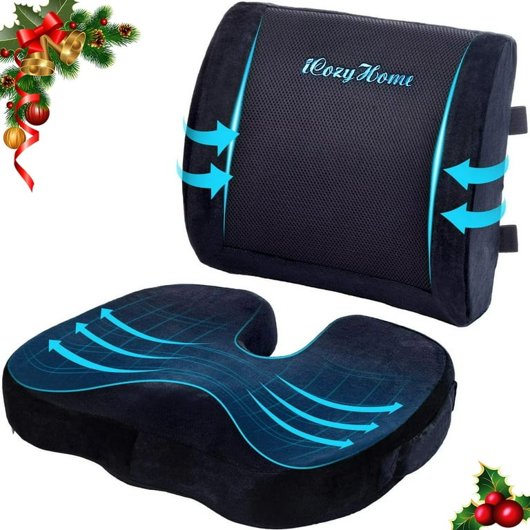 Coccyx Seat Cushion & Lumbar Support Pillow for Office Desk Chair