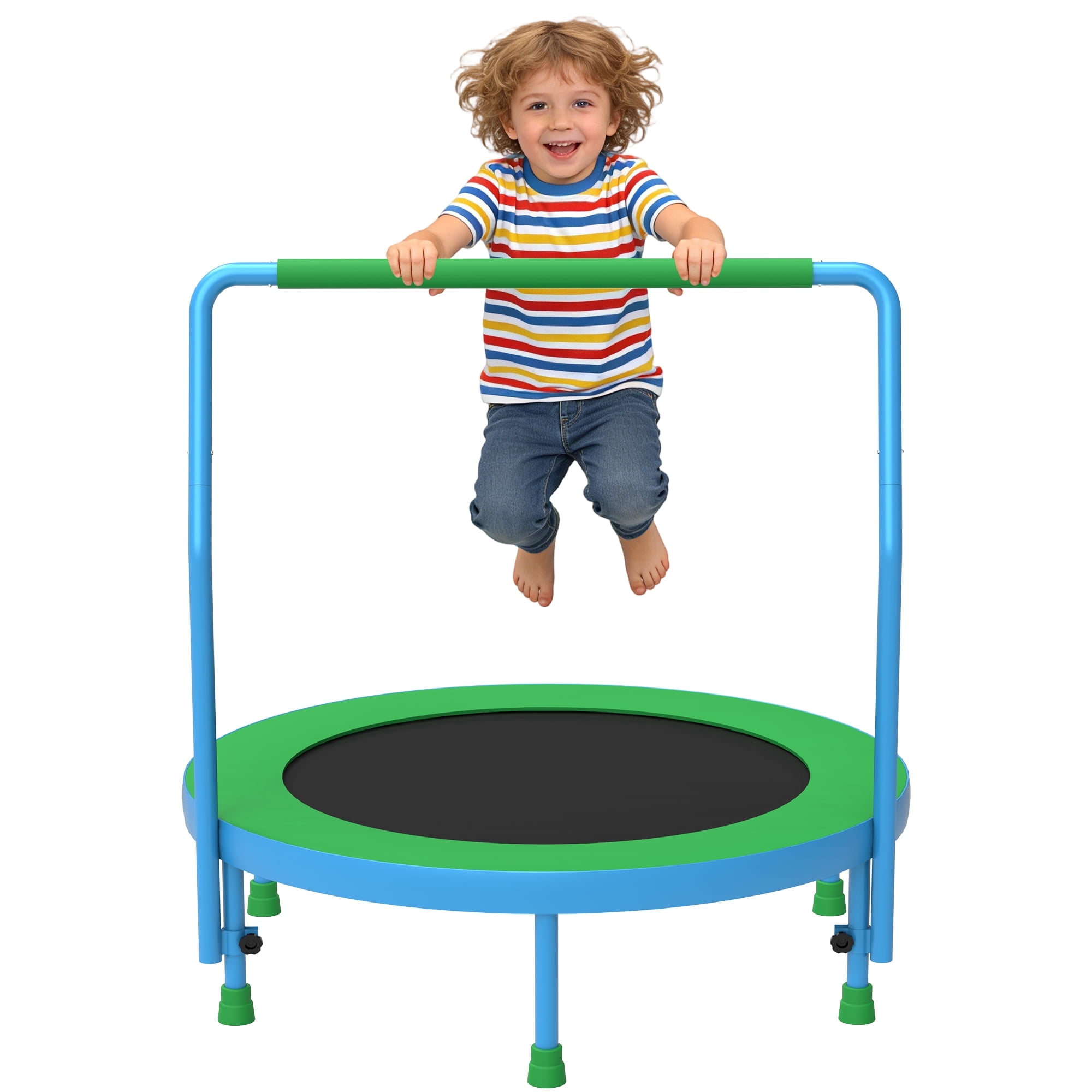 Cochan 36inch Mini Trampoline for Kids, 3FT Small Indoor Trampoline with Handlebar Ages 1-6, Foldable Kids Trampoline for Toddlers, Brithday Gift for Boy and Girl