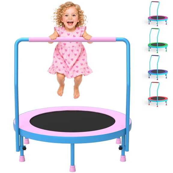 Cochan 36inch Mini Trampoline for Kids, 3FT Small Indoor Trampoline with Handlebar Ages 1-6, Foldable Kids Trampoline for Toddlers, Brithday Gift for Boy and Girl