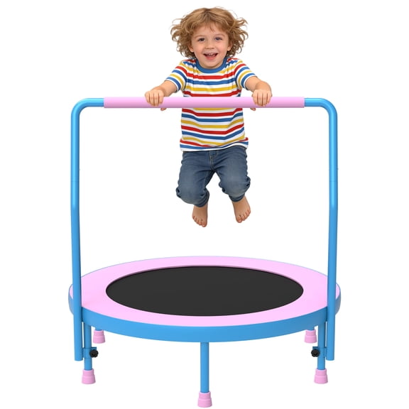 Cochan 36inch Mini Trampoline for Kids, 3FT Small Indoor Trampoline with Handlebar Ages 1-6, Foldable Kids Trampoline for Toddlers, Brithday Gift for Boy and Girl