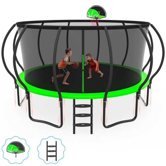 Cochan Outdoor Trampoline 16 FT Backyard Recreational Pumpkin Trampoline for Kids
