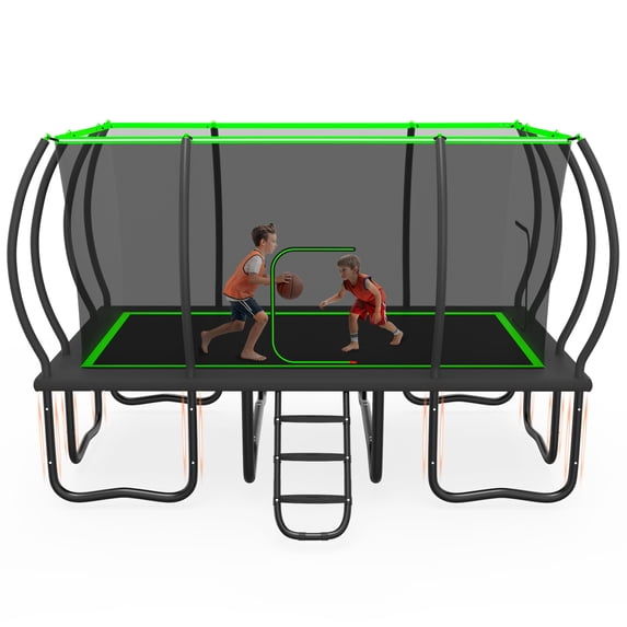 Cochan Rectangle Trampoline Outdoor, 10FT x 17FT Trampoline for Kids and Adults, 2000LBS Heavy Duty Large Trampoline with Safety Enclosure Net and Ladder for Backyard Family Fun