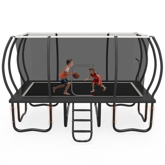 Cochan Rectangle Trampoline Outdoor, 10FT x 17FT Trampoline for Kids and Adults, 2000LBS Heavy Duty Large Trampoline with Safety Enclosure Net and Ladder for Backyard Family Fun