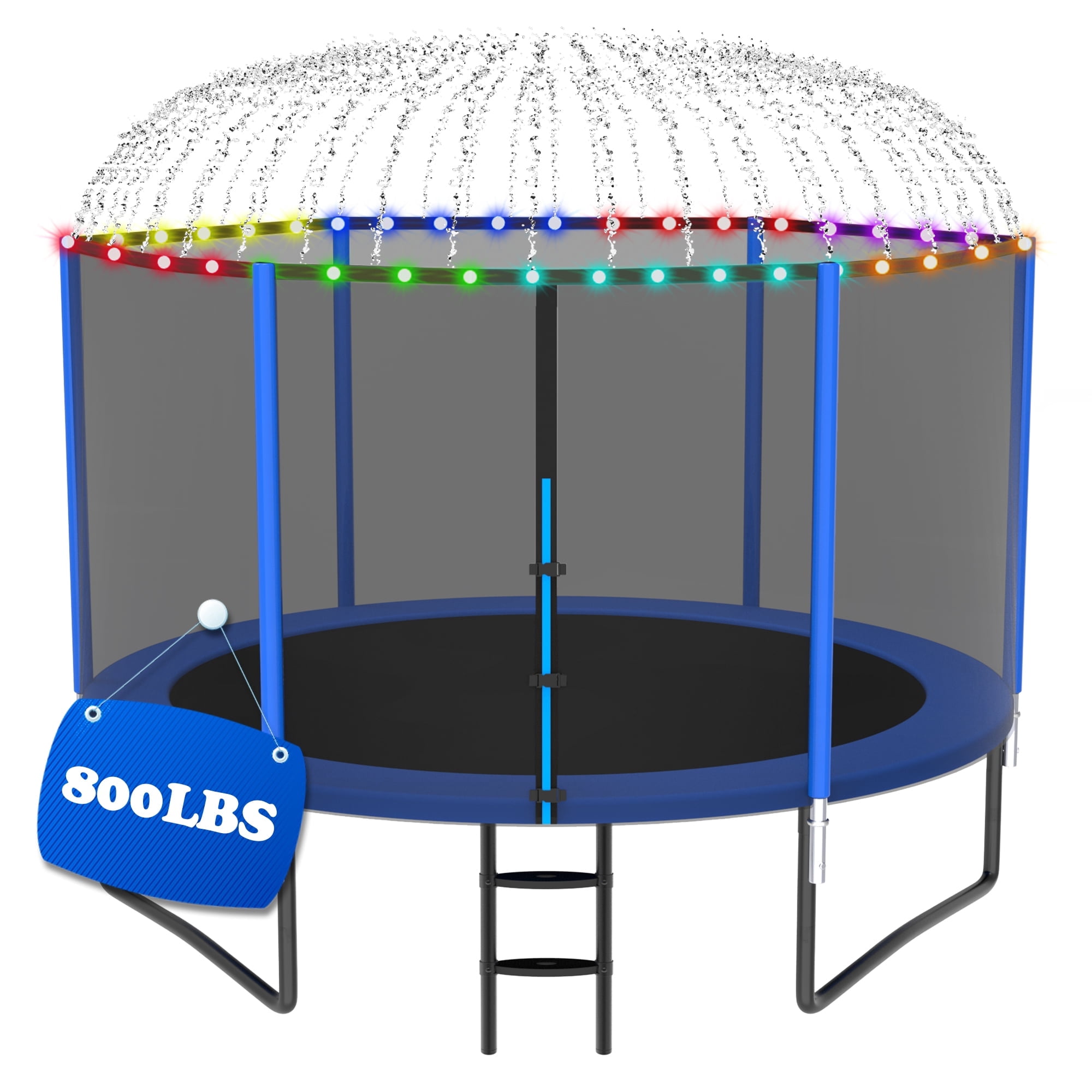 Cochan 8FT Trampoline with Net for 2-3 Kids, Heavy Duty Outdoor Trampoline with Sprinkler and Lights, Enclosure, Ladder, 800LBS Weight Capacity, Birthday Gift, Easy Assembly