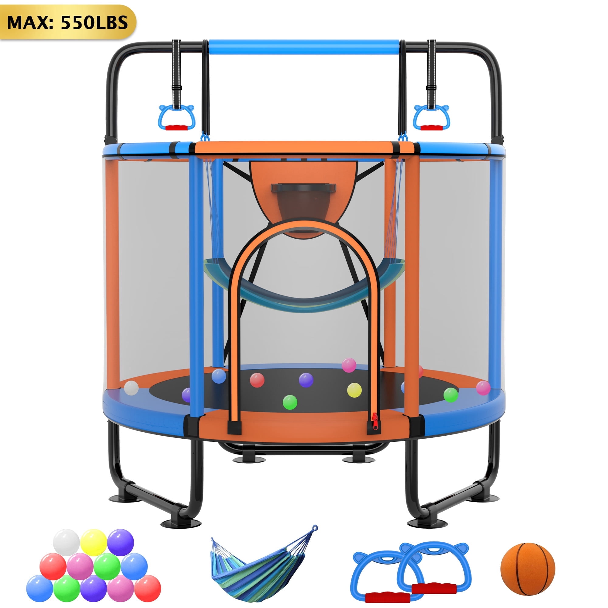Cochan Trampoline for Kids 4.5FT 500LBS Toddler Trampoline with Enclosure Net and Handlebar, Mini Small Kids Trampoline for Age 1-6, Birthday Gift for Kids
