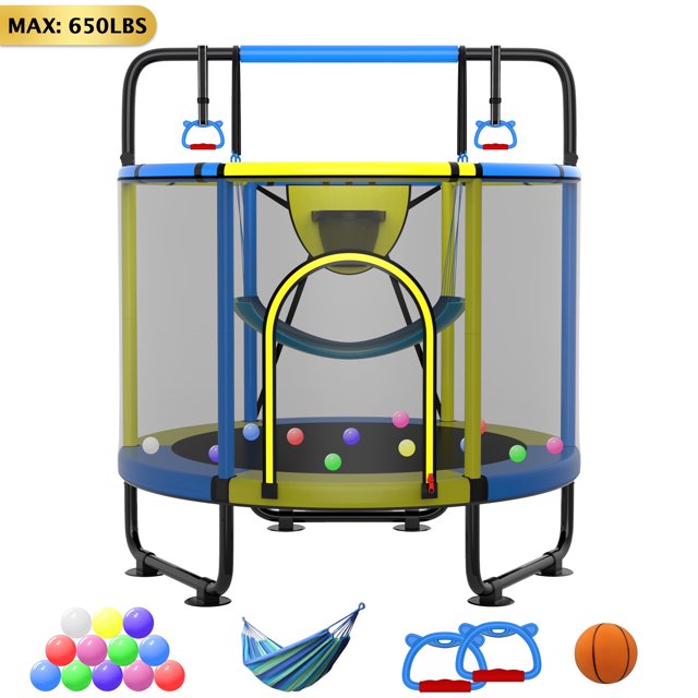 Cochan Trampoline for Kids 5.5FT 600LBS Toddler Trampoline with Enclosure Net and Handlebar, Mini Small Kids Trampoline for Age 1-6, Birthday Gift for Kids