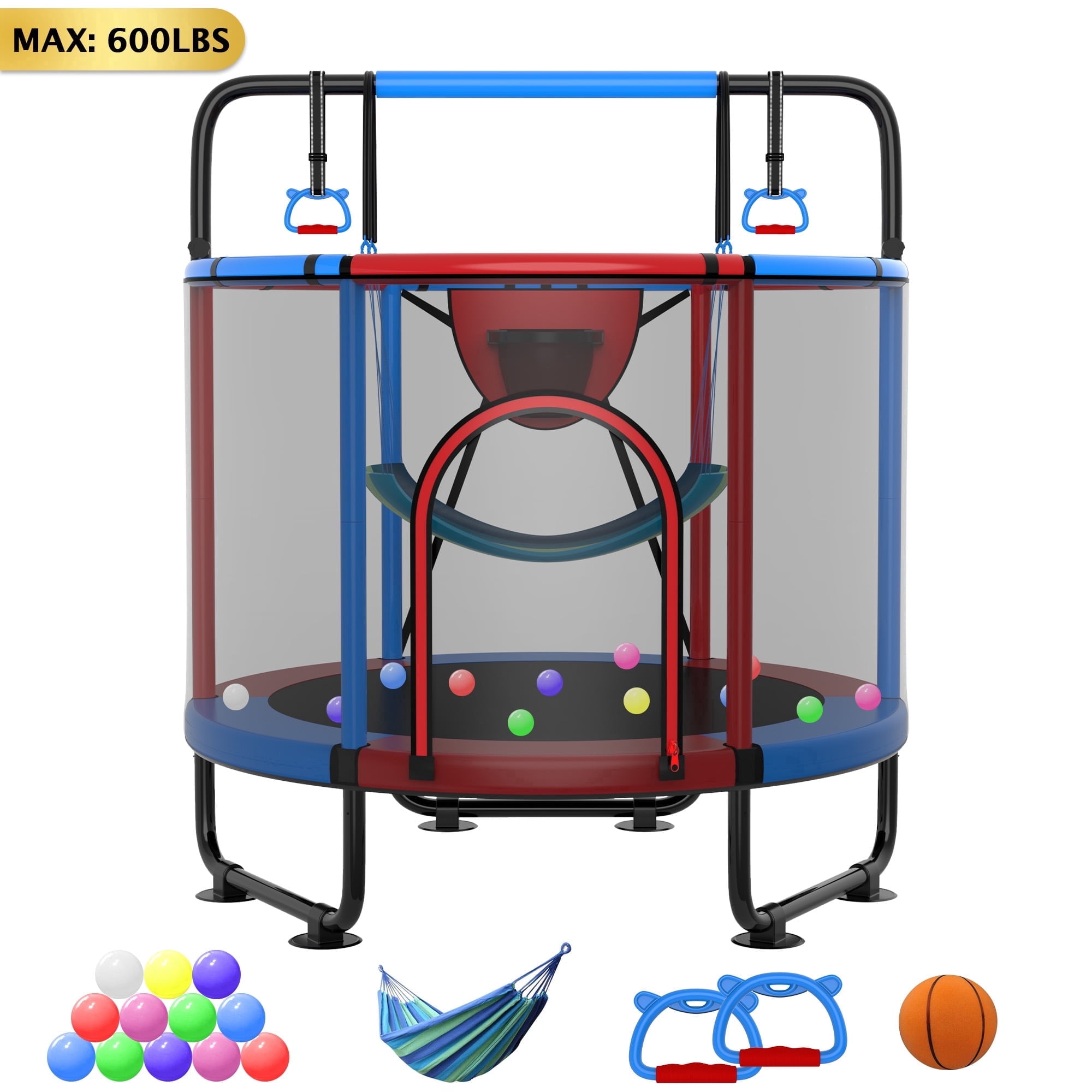 Cochan Trampoline for Kids 5FT 600LBS Toddler Trampoline with Enclosure Net and Handlebar, Mini Small Kids Trampoline for Age 1-6, Birthday Gift for Kids