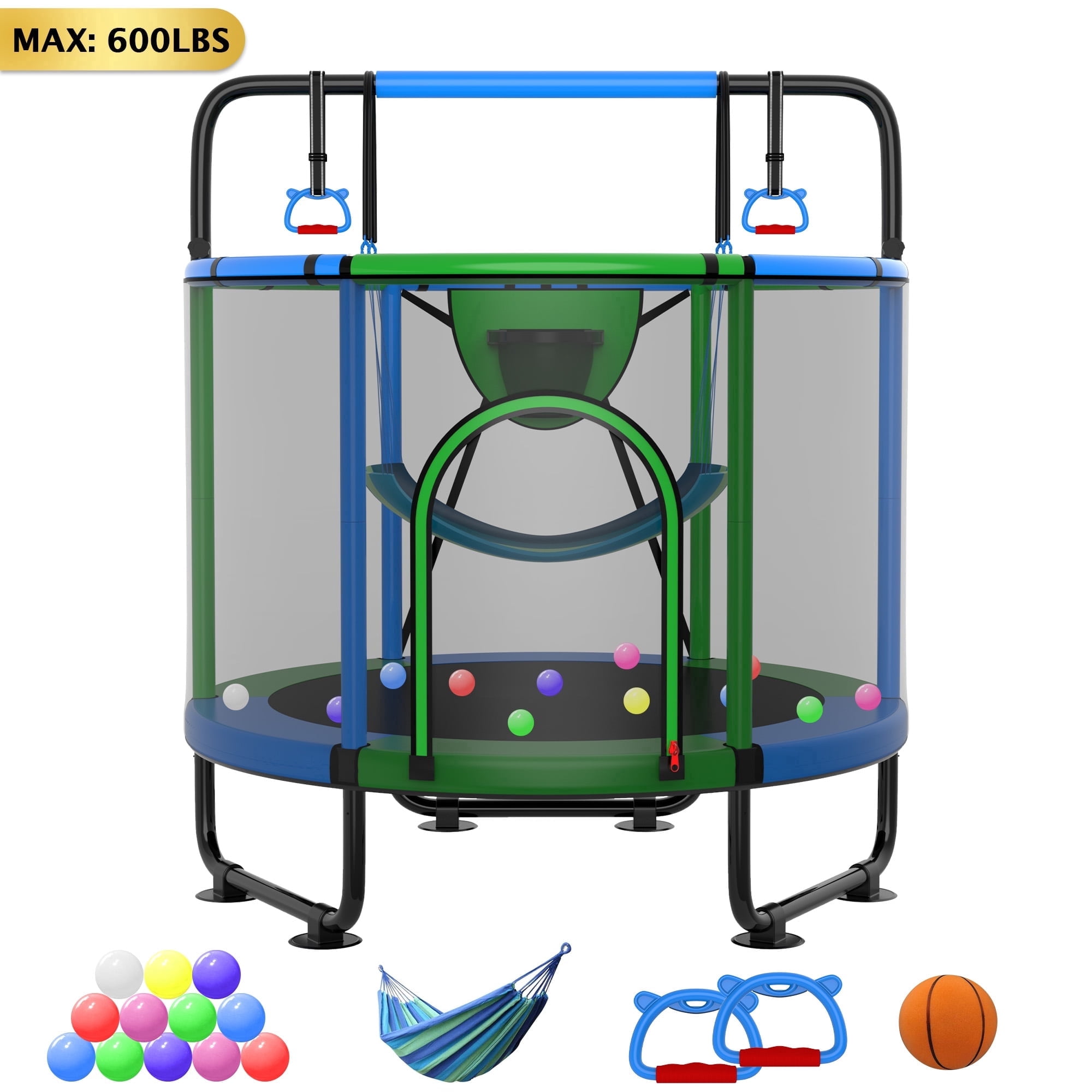 Cochan Trampoline for Kids 5FT 600LBS Toddler Trampoline with Enclosure Net and Handlebar, Mini Small Kids Trampoline for Age 1-6, Birthday Gift for Kids