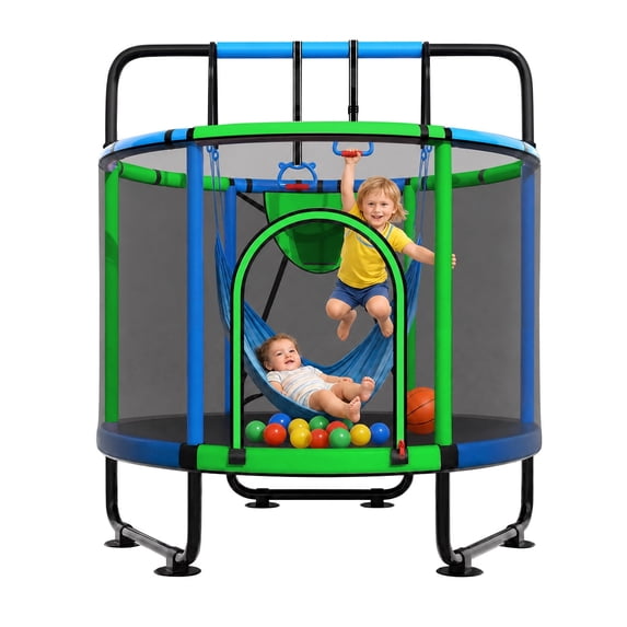 Cochan Trampoline for Kids 5FT 600LBS Toddler Trampoline with Enclosure Net and Handlebar, Mini Small Kids Trampoline for Age 1-6, Birthday Gift for Kids