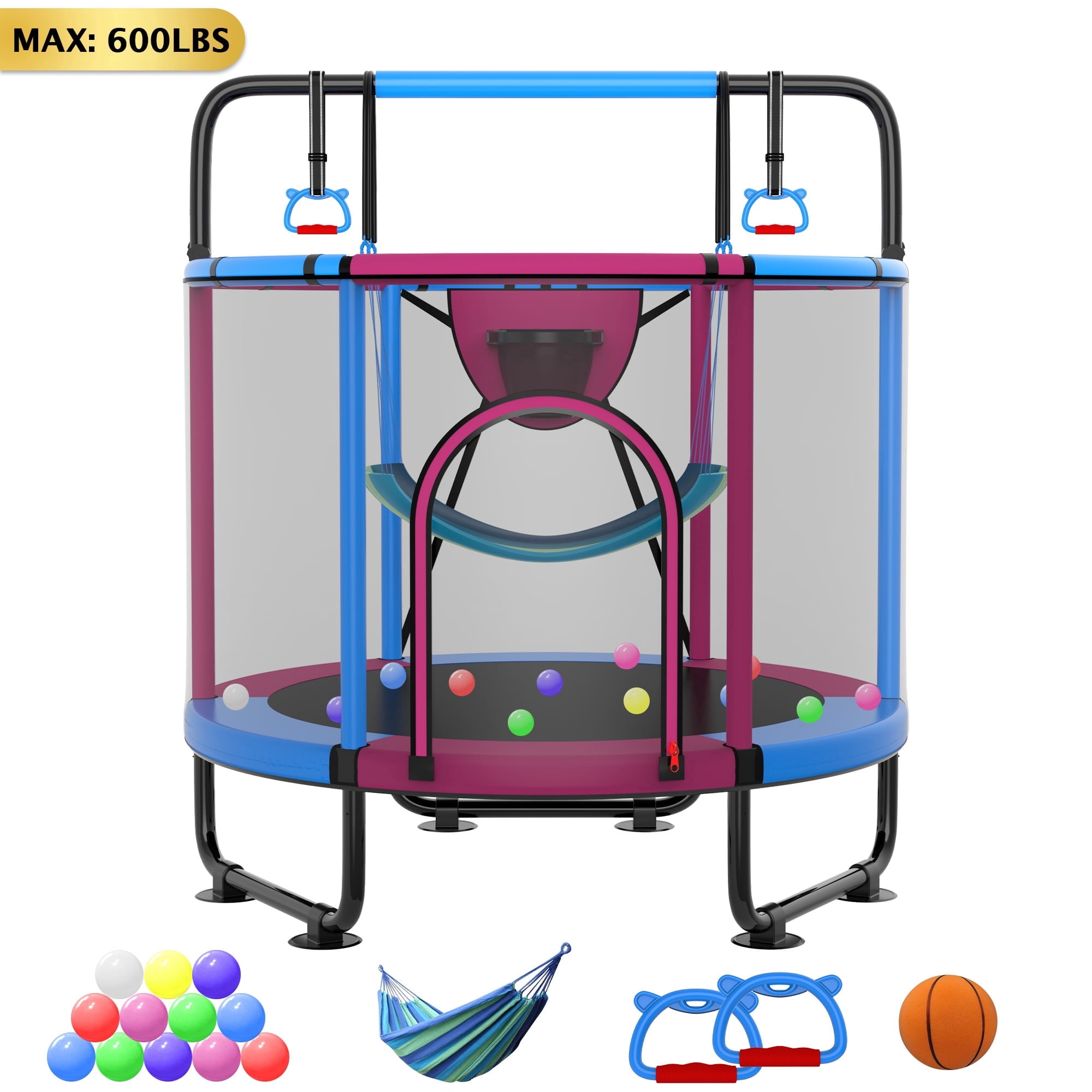 Cochan Trampoline for Kids 5FT 600LBS Toddler Trampoline with Enclosure Net and Handlebar, Mini Small Kids Trampoline for Age 1-6, Birthday Gift for Kids