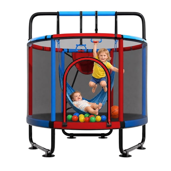 Cochan Trampoline for Kids 5FT 600LBS Toddler Trampoline with Enclosure Net and Handlebar, Mini Small Kids Trampoline for Age 1-6, Birthday Gift for Kids