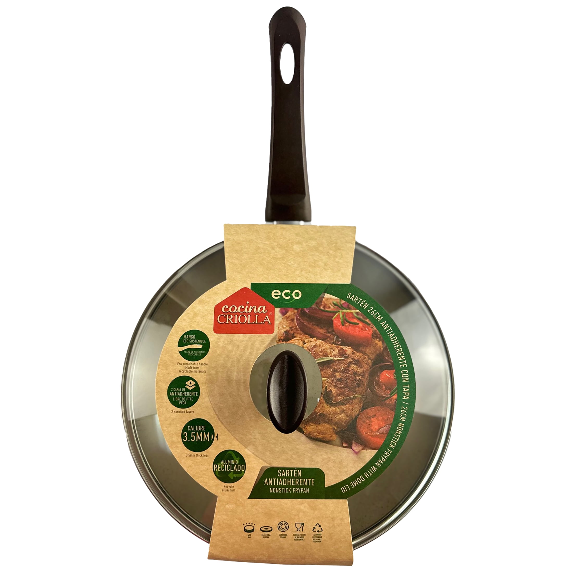 Cocina Criolla 28cm Frying Pan with Glass Lid, Chef Edgardo Noel