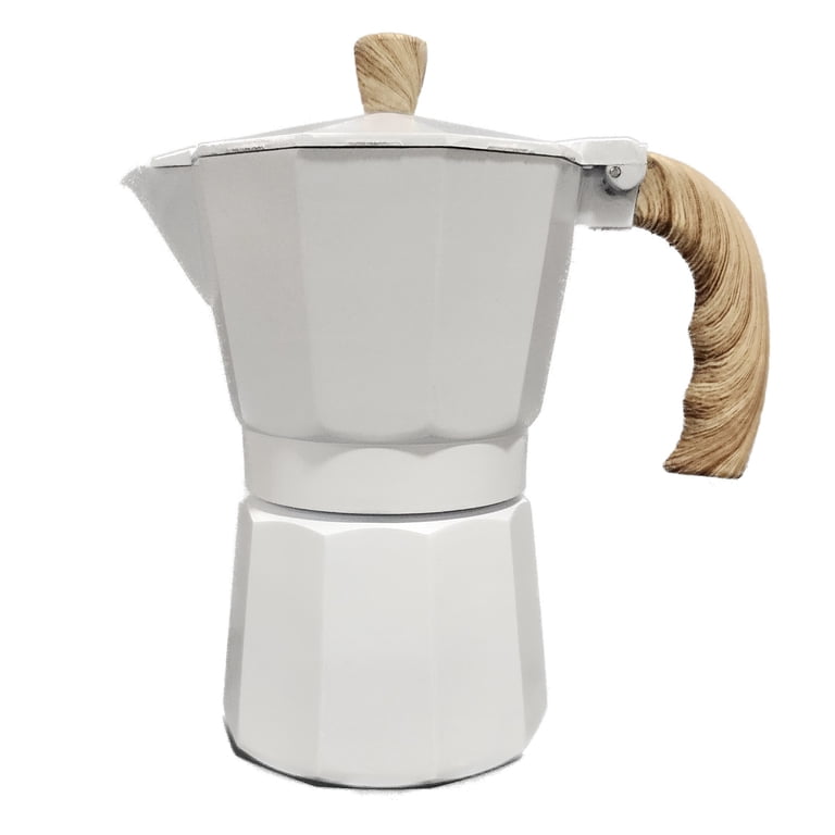 Cocina Criolla 6-Cups White & Wood Espresso Coffee Maker Greca