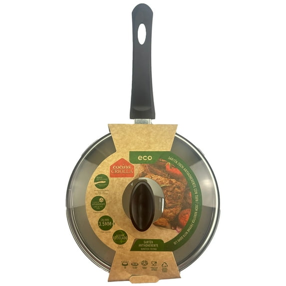 Cocina Criolla Chef Edgardo Noel Nonstick Frypan with Glass Lid Aluminum, 20 cm