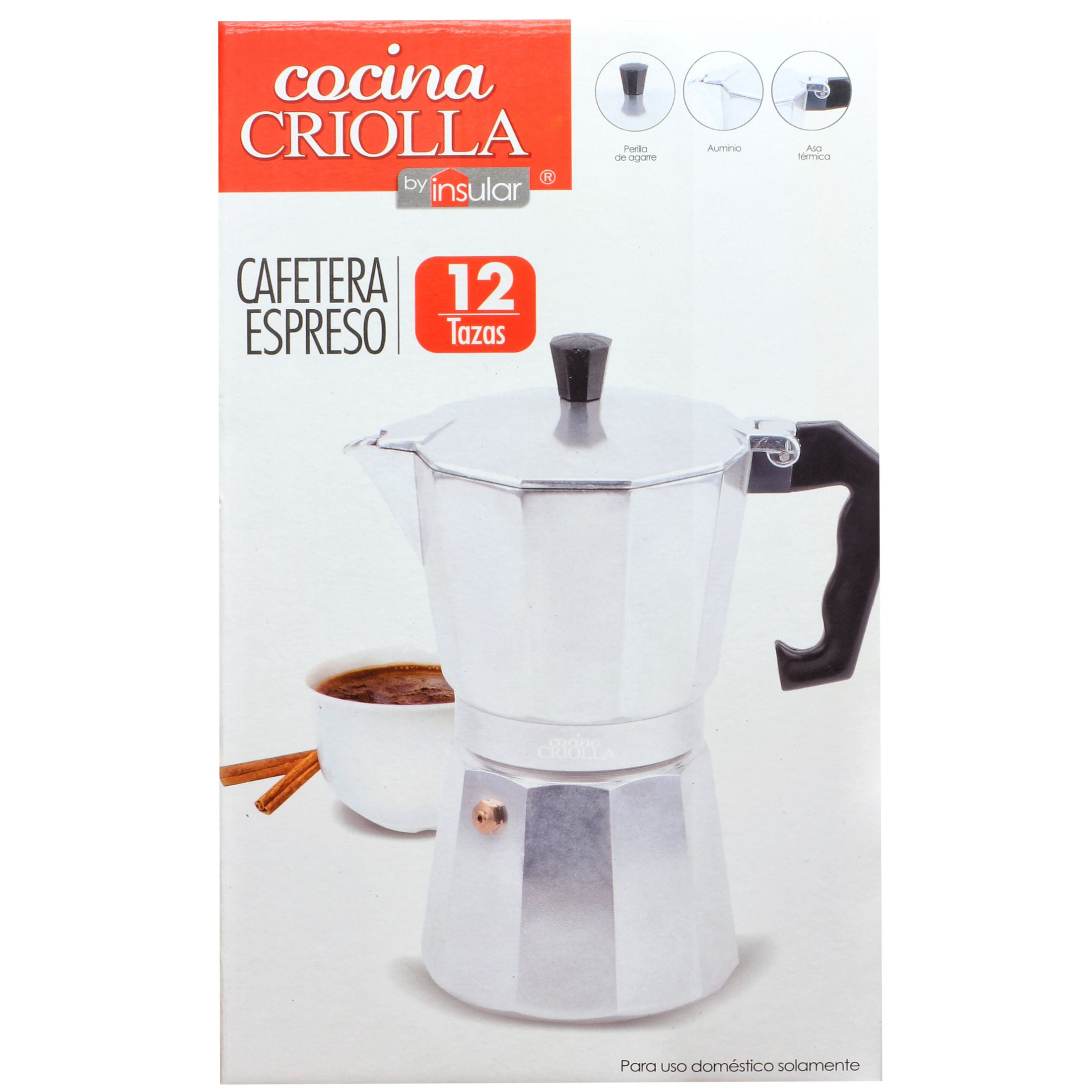 COCINA CRIOLLA 6 CUPS ALUMINIUM 5 MINUTES EXPRESS COFFEE MAKER
