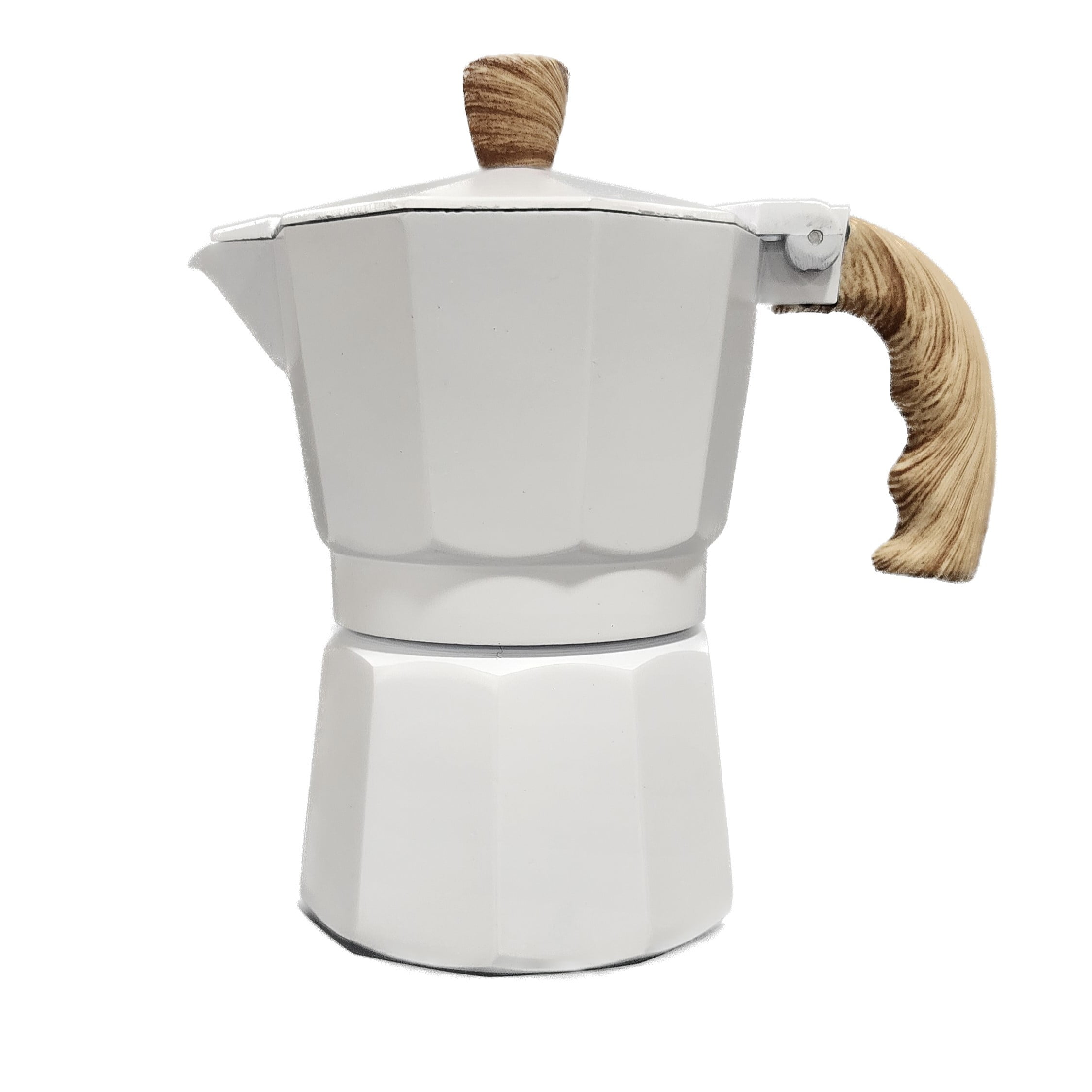 Cocina Criolla New 3Cups White & Wood Espresso Coffee Maker Greca