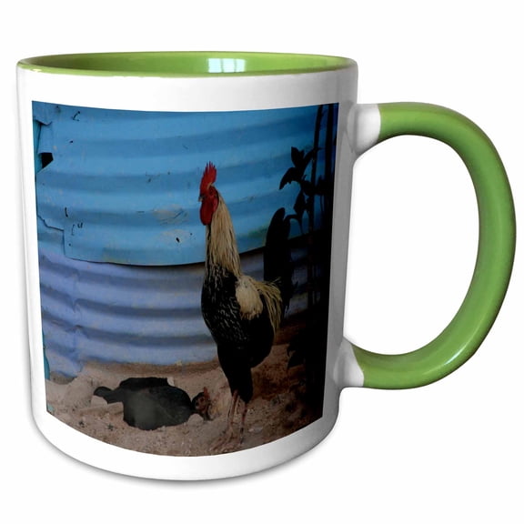 3drose, Cock Rules, 11oz Two-tone Green Mug