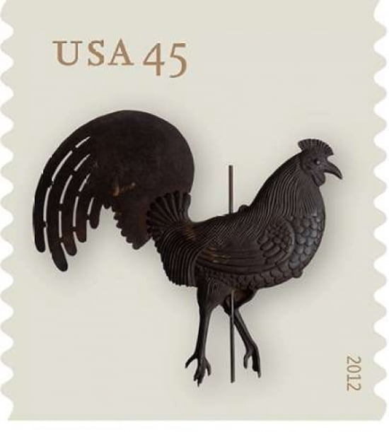 Cock Weather Vane Canvas Art - US POSTAL SERVICE (24 x 24)