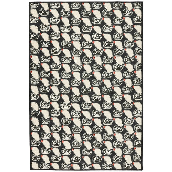 Dash & Albert Cockadoodledoo Machine Washable Rug, 4' x 6', Multi