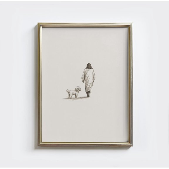 Cockapoo And Jesus Poster Christian Pet Memorial Wall Art Unframed Paper Print