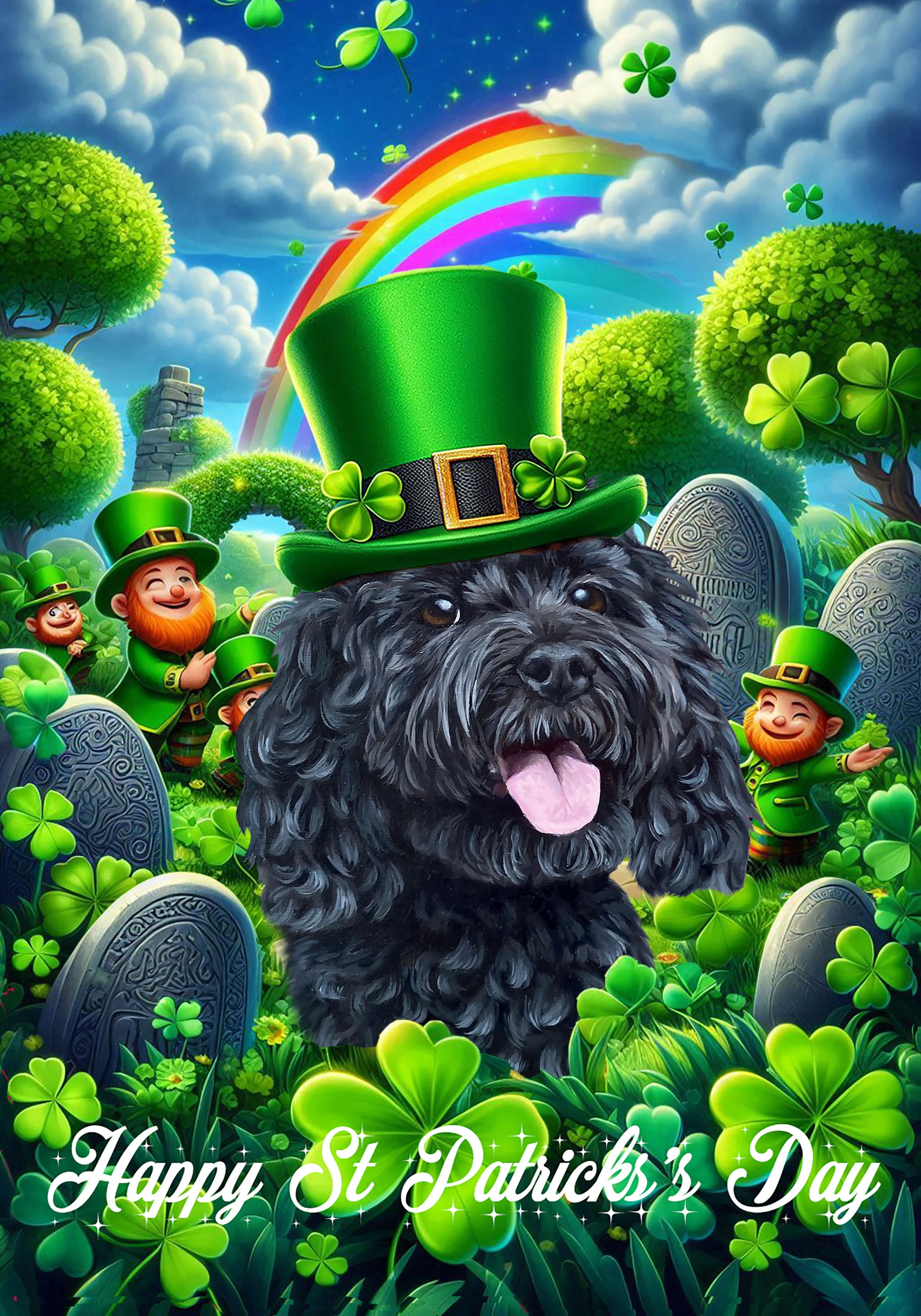 Cockapoo Black - Best of Breed Saint Patricks Day Outdoor Garden Flag ...