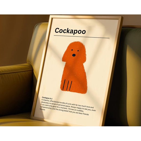 Cockapoo Definition Wall Art Print, Unframed Paper Poster 8x10in