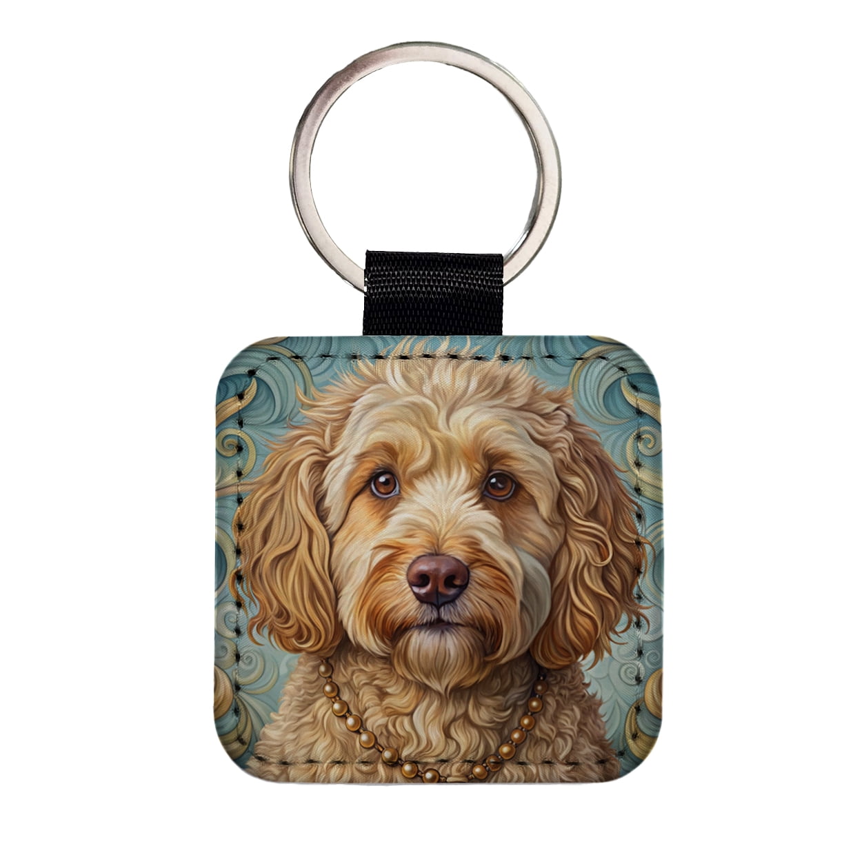 Cockapoo Dog Art Nouveau Faux Leather Square Keychain - Walmart.com