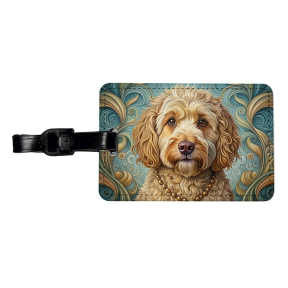 Cockapoo Dog Art Nouveau Faux Leather Travel Luggage Tag