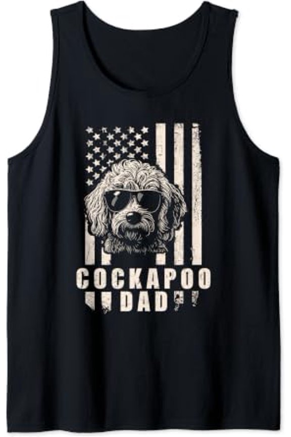 Cockapoo Dog Dad Usa Flag Design For Best Father Tank Top Size S-3XL