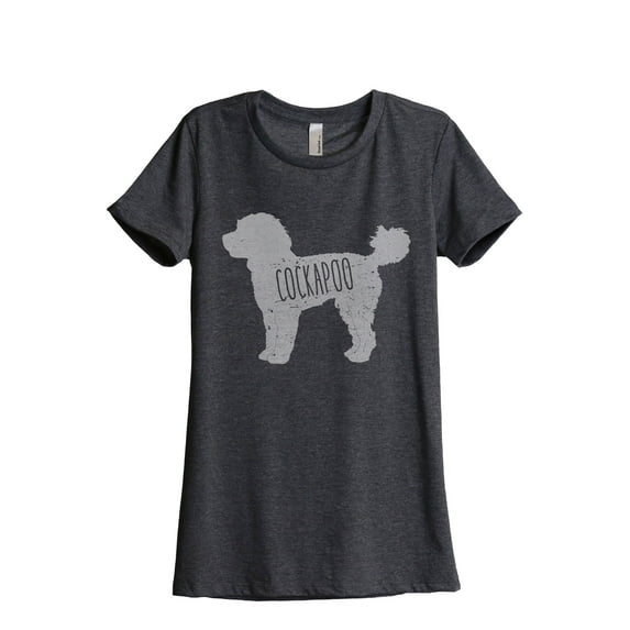 Cockapoo Dog Silhouette Women's Fashion Relaxed T-Shirt Tee Charcoal Grey X-Large
