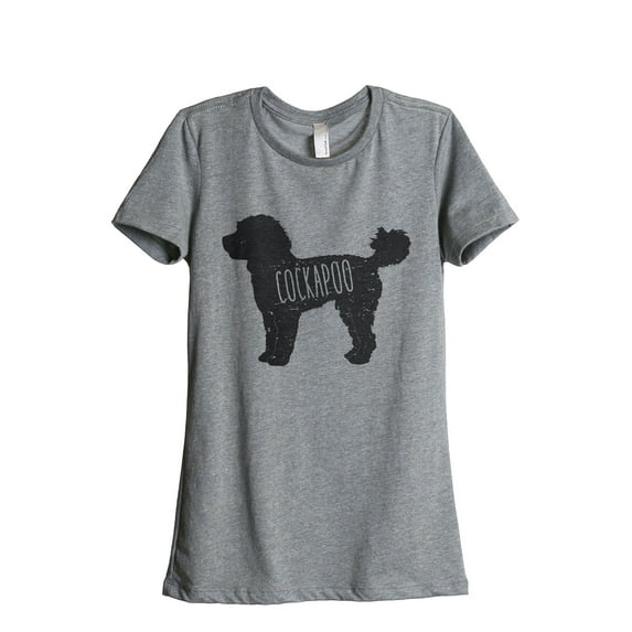 Cockapoo Dog Silhouette Women's Fashion Relaxed T-Shirt Tee Heather Grey 2X-Large