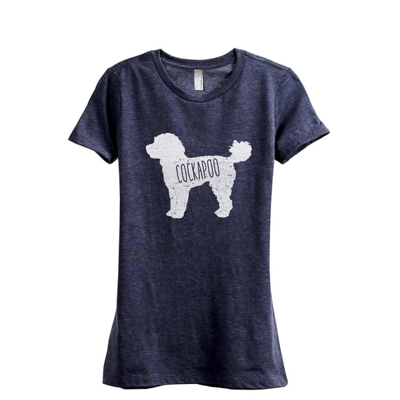 Cockapoo Dog Silhouette Women's Fashion Relaxed T-Shirt Tee Heather Navy Small