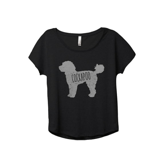 Cockapoo Dog Silhouette Women's Fashion Slouchy Dolman T-Shirt Tee Heather Black Large