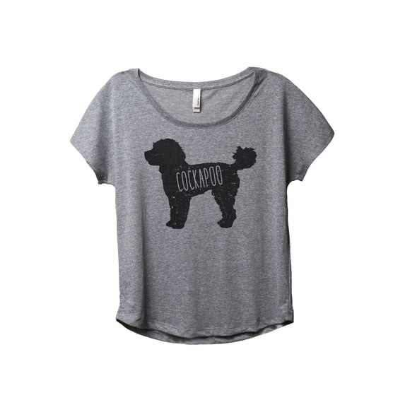 Cockapoo Dog Silhouette Women's Fashion Slouchy Dolman T-Shirt Tee Heather Grey 2X-Large