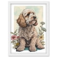 thumbnail image 1 of Cockapoo Dog with Spring Wildflowers Soft Watercolour Illustration Artwork Framed Wall Art Print A4, 1 of 4