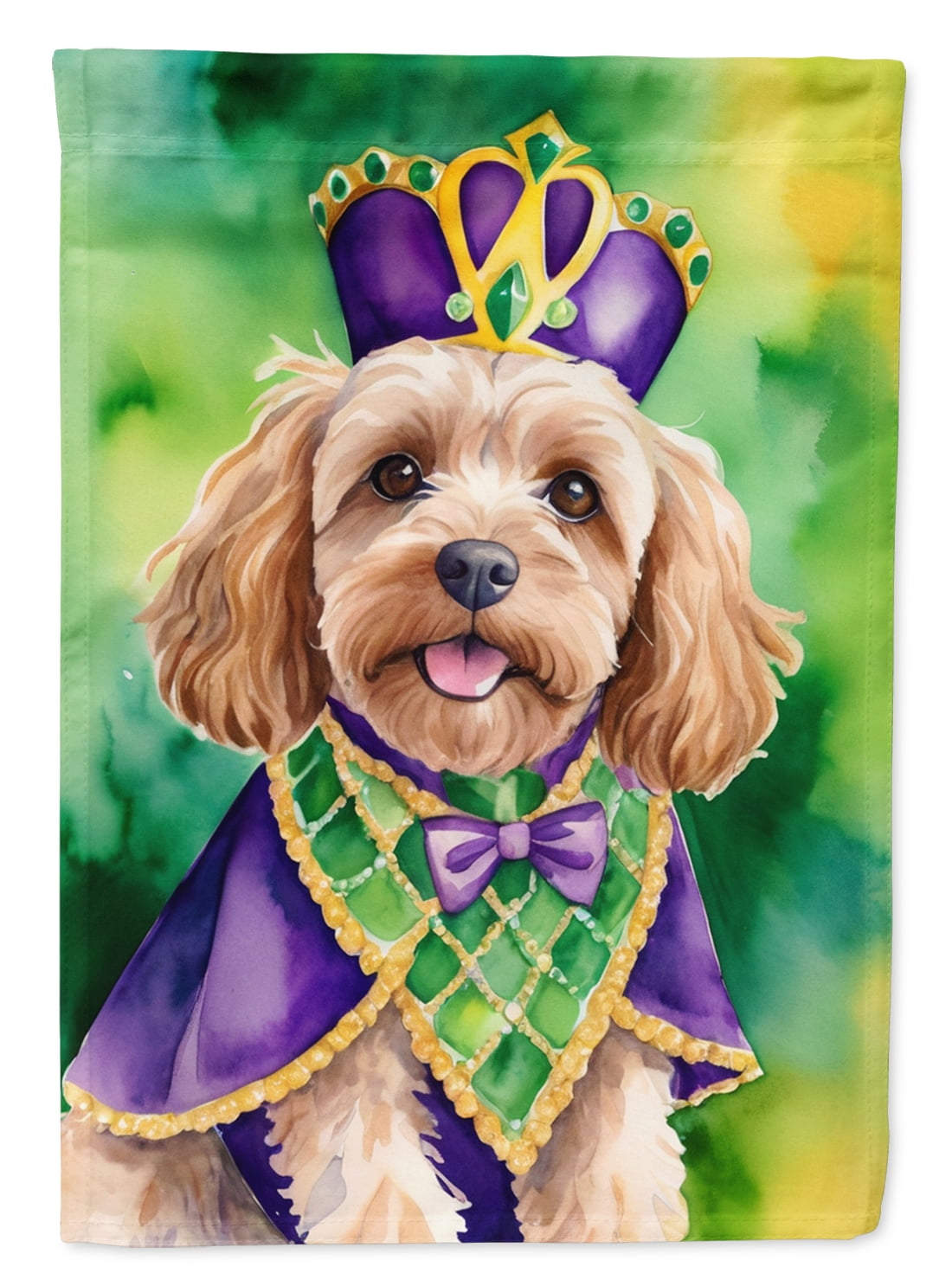 Cockapoo King of Mardi Gras Garden Flag 11.25 in x 15.5 in