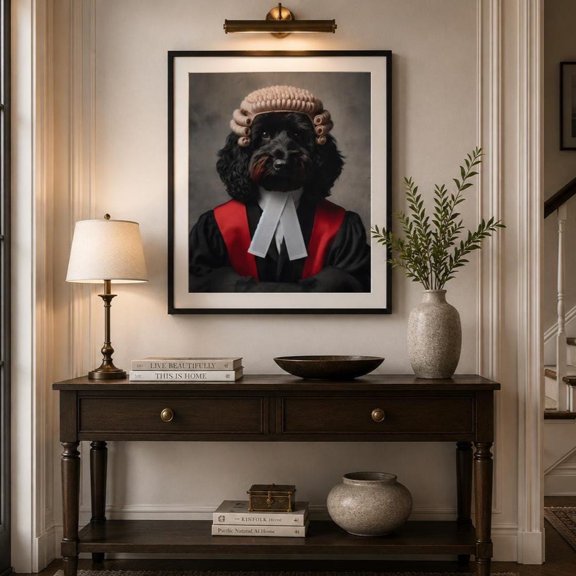 Cockapoo Lawyer Judge Wall Art Print, Unframed Paper Poster 8x10in