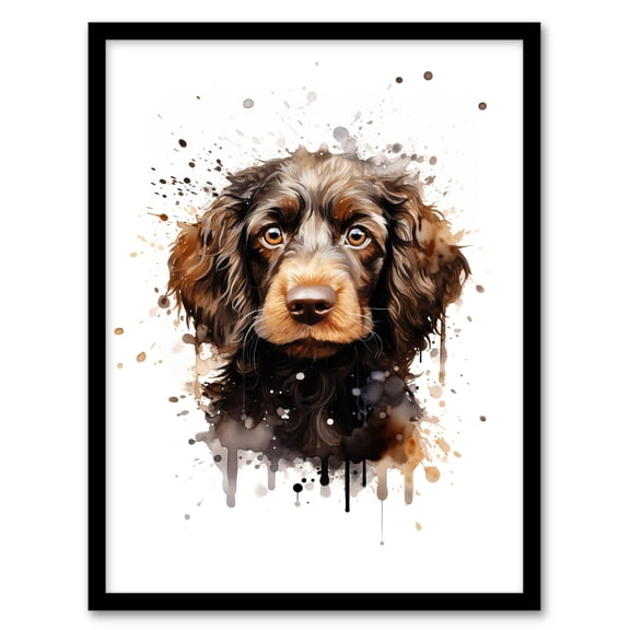 Cockapoo Lovers Gift Watercolour Pet Portrait Painting Artwork Art Print Framed Poster Wall Decor 12x16 inch